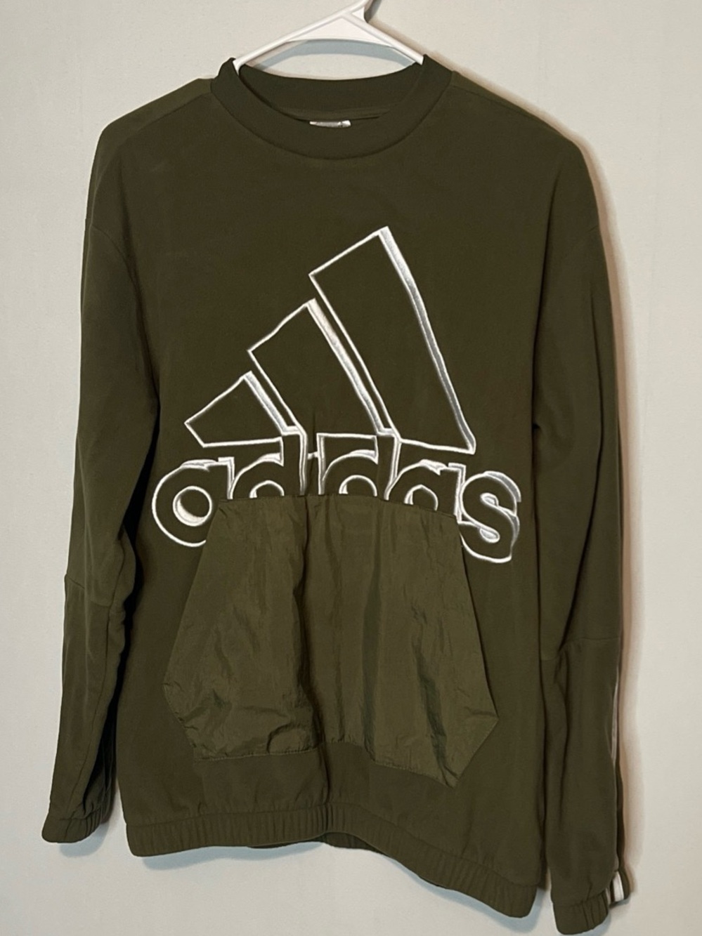 Adidas Size Small Big Logo Pullover Sweatshirt Through Pocket Unisex.